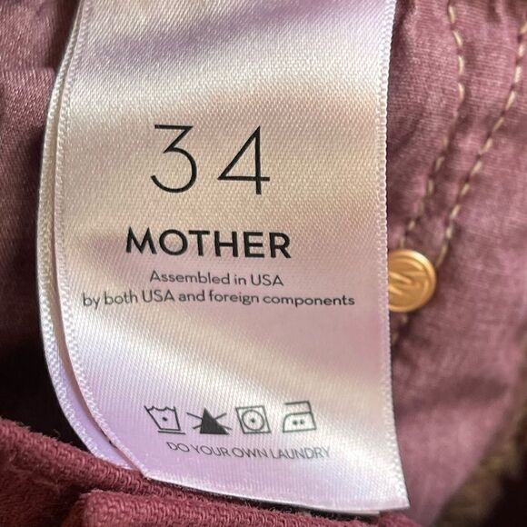 Mother The Tripper High-Rise Stretch Ankle Fray Cropped Jeans Burgundy Size 34 - Picture 10 of 14